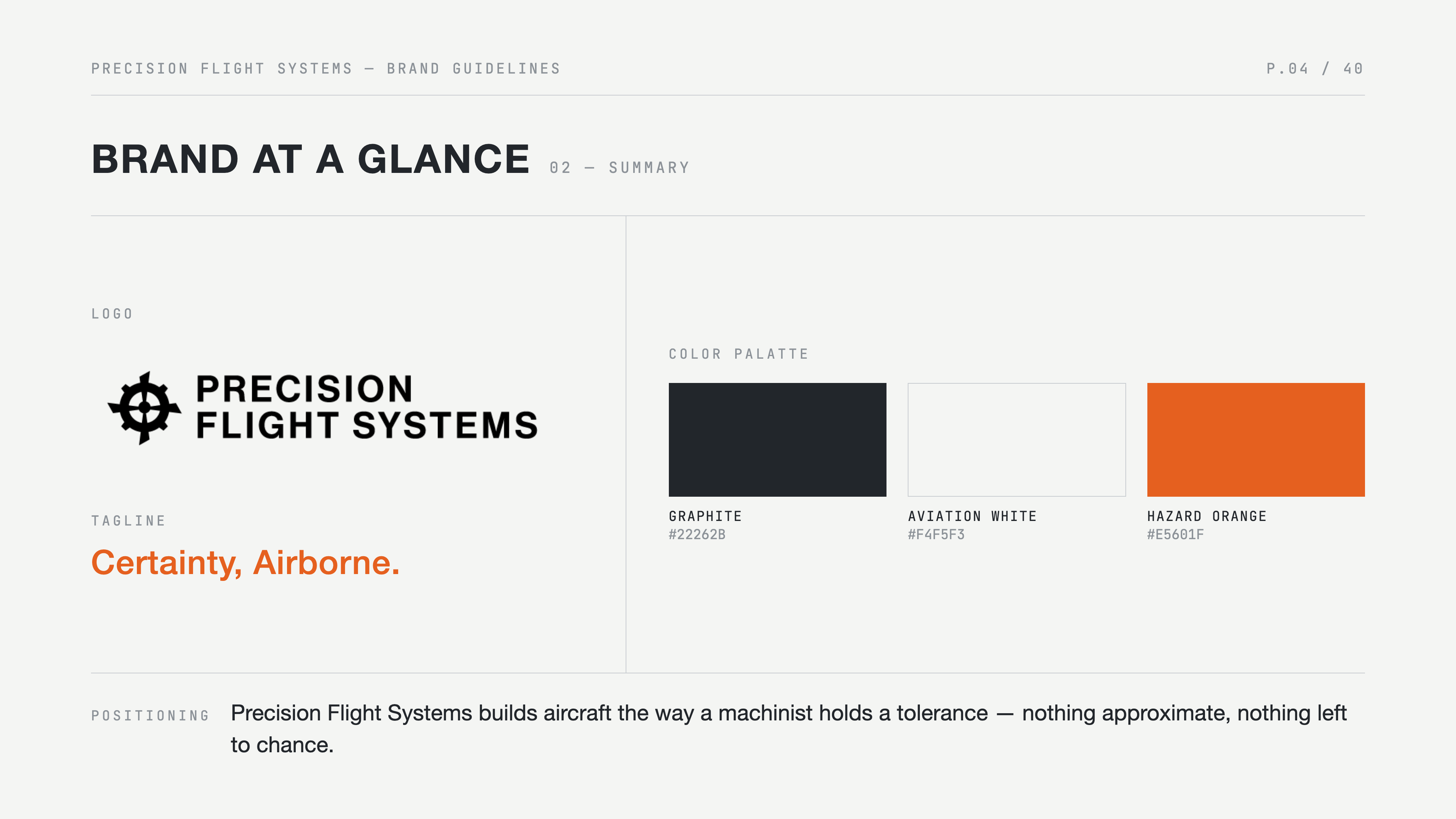 Precision Flight Systems at a glance — the identity system overview