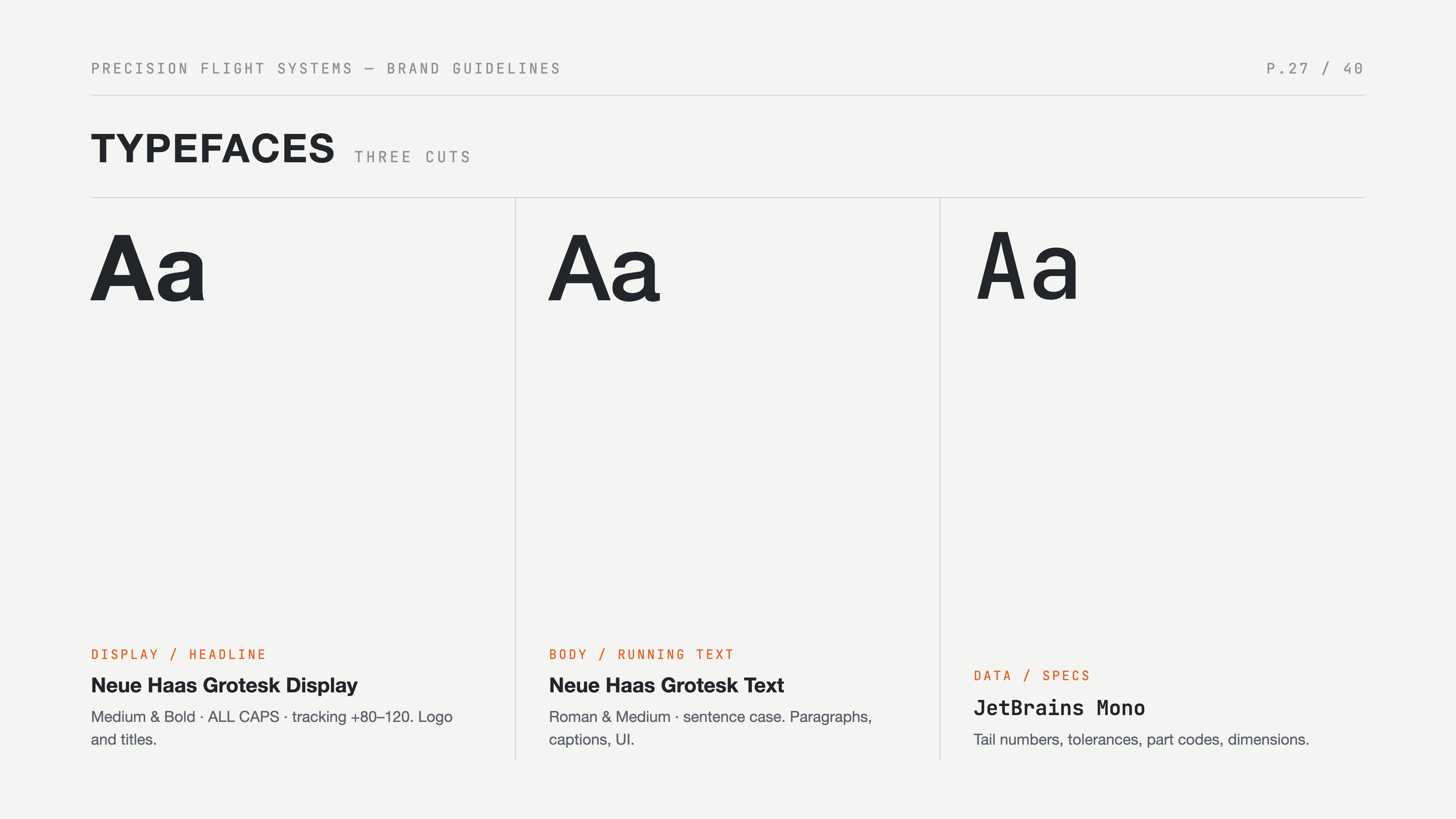 Guidelines spread showing the refined wordmark with clear-space and usage rules